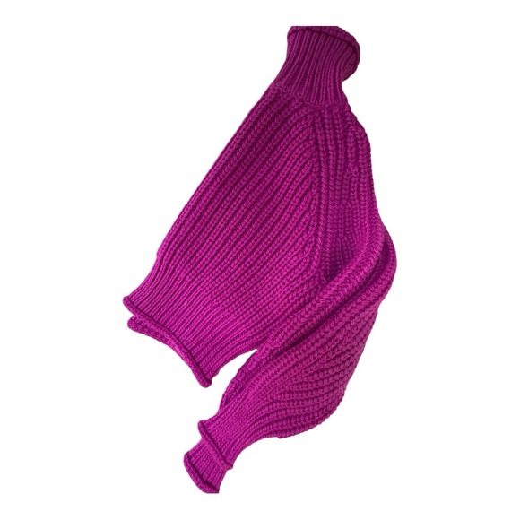 H&M Chunky Knit Turtleneck Sweater – Fuchsia / Magenta – Size S C033 - Picture 4 of 7
